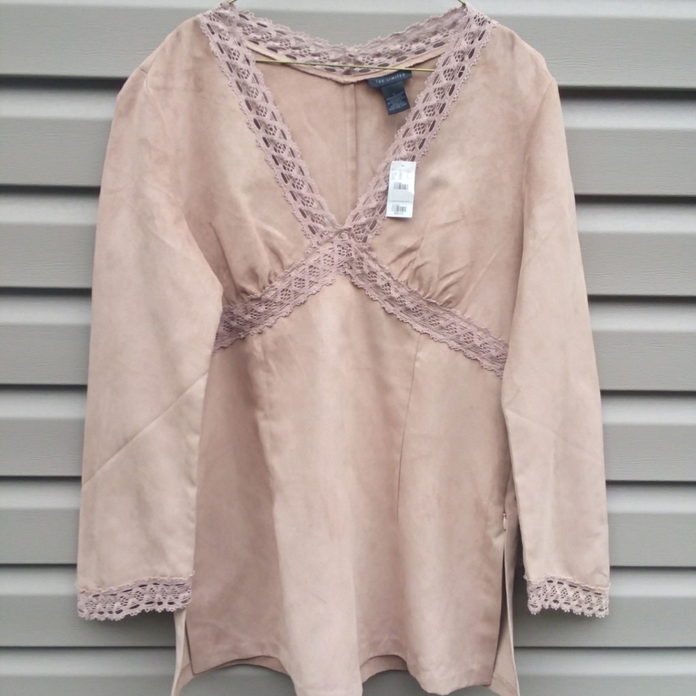 The Limited Large Tan Faux Suede Boho Top
